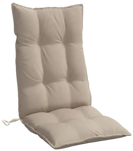 vidaXL Hochlehner Auflagen 4 STK., Hochlehner Auflage mit PP-Hohlfasern, Stuhlauflage mit Gummibänder Bindebänder, Sitzkissen, Taupe Oxford-Gewebe