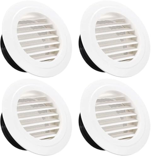 ANBOO 4 piezas rejilla de ventilación redonda, rejilla de ventilación exterior, rejilla de ventilación regulable para baño, cocina, oficina