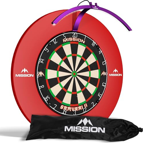 Mission Darts TOR100 Torus 100 | Dartscheibe LED klappbar tragbar Dartscheibe Reise Beleuchtungssystem