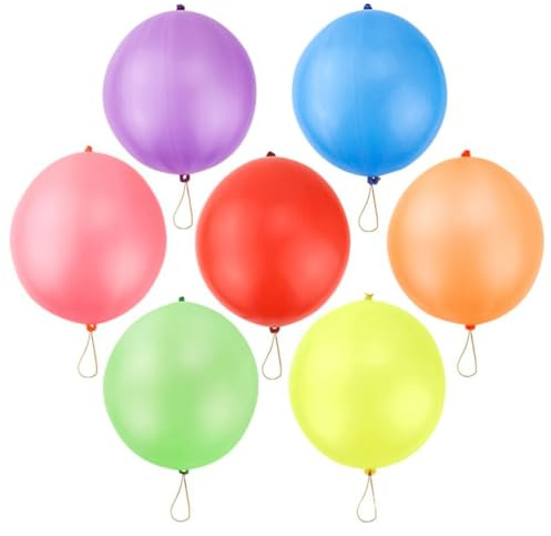 Sarini 50pcs Strong Punched Balloons With Rubber Bands Elastic Balloons For Birthday Party Games