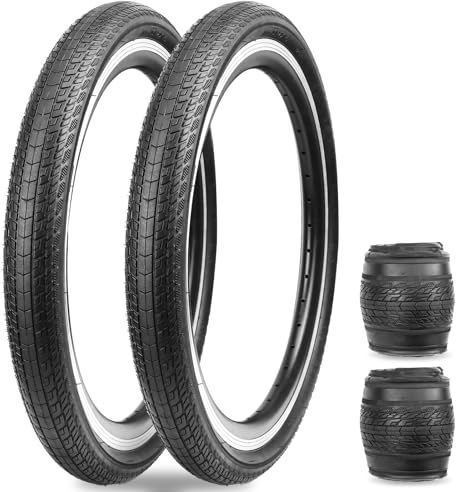 MEGHNA Pneus VTT 20/24/26x1.75 Pouces Ensemble de 2 Pièces Pneus de Vélo Route, VTT, Électrique, Hybride, Hors Route, Pliants, Antidérapants (20x1.75 2PCS)