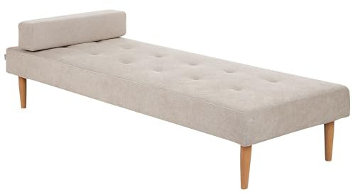 Beliani Chaiselongue Curio Stoffbezug beige gesteppt mit Kissen Metallgestell Niort