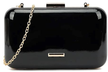 UShopUK Pochette rigida in pelle verniciata con bordi tondi, per spose, balli di fine anno, matrimoni, feste, borsetta a mano
