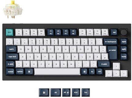 Keychron Q1 Max QMK/VIA Custom Mechanische Tastatur, 82-Key DE-ISO Layout Full Metal Programmable Knob,2.4 GHz/Bluetooth/Wired RGB Hot-Swappable Gateron Banana Switch für Mac Windows Linux