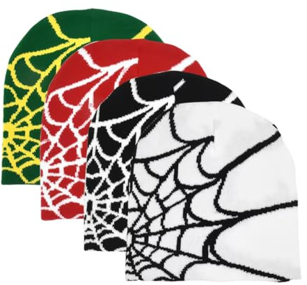 JAWSEU 4 st kvinnor Y2K beanie mössa vintermössa slouch beanie män lätt tunn mössa mjuk bomull kemo-mössa klassisk unisex Y2K mössa lätt huvudbonad för vår höst vinter, Typ 5, M