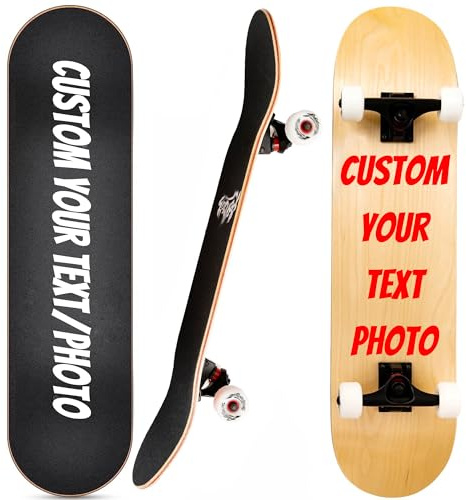 Maßgeschneidertes Ahorn-Skateboard für Teenager, Männer und Frauen, Straßenbummel, Bilder / Text hochladen, personalisiertes Skateboard für Anfänger, 78,7 x 20,3 cm
