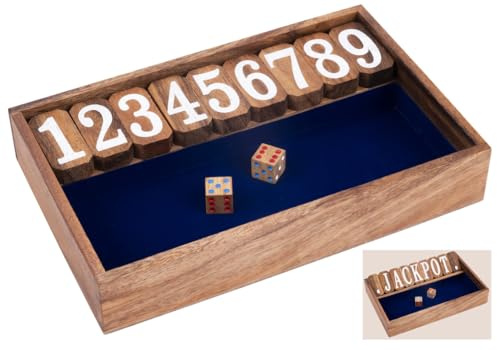 Engelhart - 350121 - Shut The Box für 2 Spieler - Würfelspiel - Caféspiel - Familienspiel - Ökologisches Holzspiel - ab 6 Jahren