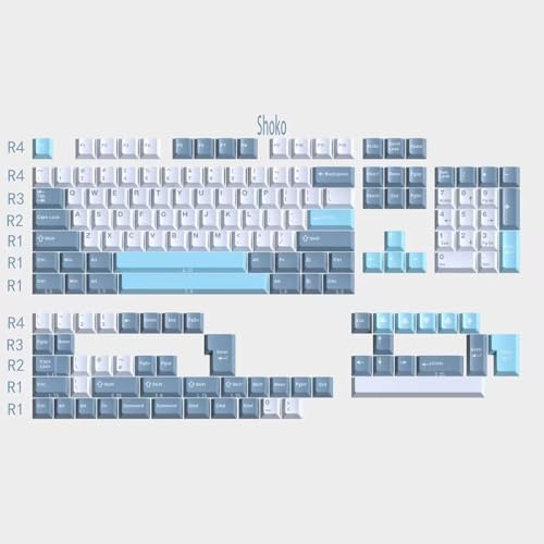 163 Keys Shoko Keycaps Cherry Doubleshot Keycaps Set | Fit for ISO ANSI 95% 75% 65% 60% Mechanical Keyboard Cherry Mx Gateron Switches