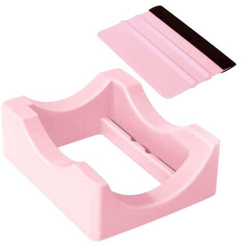 GSDGV Silica Gel Cup Cradle, Sturdy Tumbler Cradle Holder, Cup Holder for Desk, Silicone Anti-Slip Tumbler Holder with Built-in Slot and Decal Scraper, Small Tumblers Stand for Glass Arts Crafts