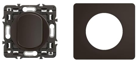 LEGRAND - Interrupteur ou-va-et-vient Céliane 10AX enjoliveur Noir et support avec Plaque Céliane 1 poste - Noir Mat emballage GD