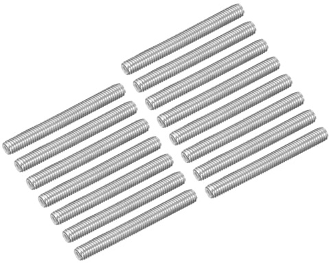 sourcing map 15Pcs M6-1.0x45mm Fully Threaded Rods, Threaded Rods Bar Studs, 304 Stainless Steel Long Thread Screws Hardware for U-Bolts, Anchors, Clamps, Hangers, Silver