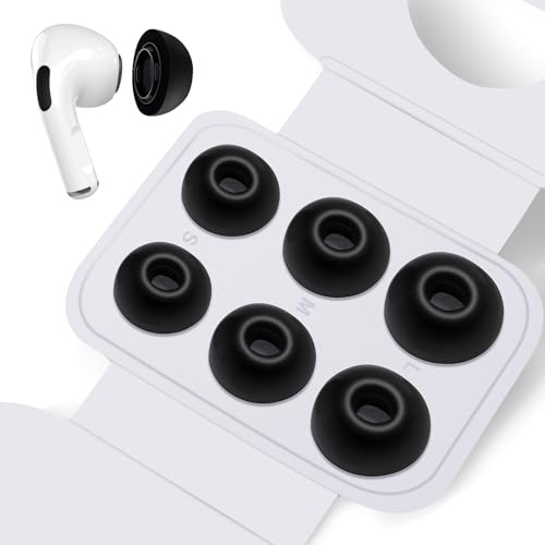 HEEKIM Ohrstöpsel aus Memory-Schaum für Airpods Pro/Airpods Pro 2 mit Loch zur Geräuschreduzierung, Airpods Pro/Pro 2 Ersatz-Ohrstöpsel Aufsätze (S/M/L) - Schwarz