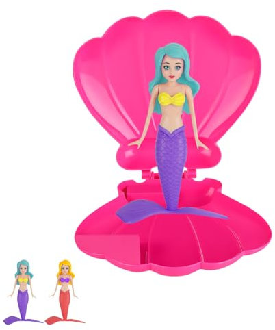 runpeak Mermaid Pool Diving Toys - Little Mermaids Pool Toy Shell, Swimming Pool Accessories with One Pink Shell and Two Mermaids, Princess Floating Shells Gift, Diving Toys for Kids