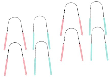 FRCOLOR 2 Set Raschietto Per Lingua Acciaio Inossidabile Per Igienica Della Lingua Ergonomico E Resistente Per Adulti E Adolescenti Colori 4 Pezzi*2