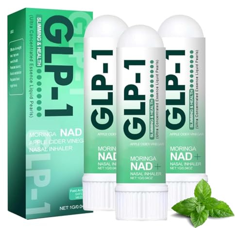 GLP-1 Nasal Inhalation, Glp-1 Healthy Nasal Inhaler, Nasal Inhaler Stick, Menthol & Apple Cider Vinegar, Natural Ingredients for Women and Men (3 Pcs)