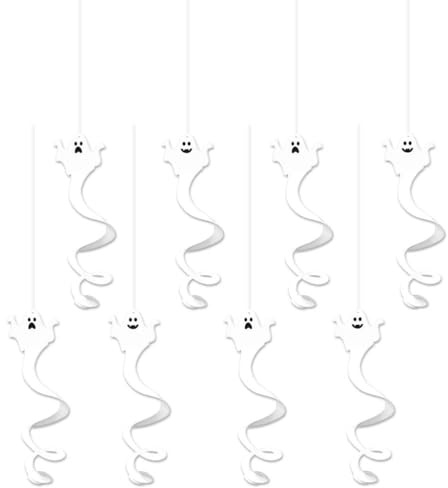JchEnye Set di 8 Decorazioni a Spirale di Fantasmi per Halloween - Rotazione Agile, Design Carino, Pronti da Appendere, Interno/Esterno