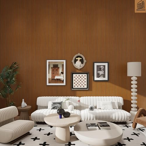 MEILLEVIE 3D Wood Effect Wall Panels 40cm x 3m - Self-Adhesive PVC Cladding with Foam Backing for Walls, Ceilings & Furniture(brownGS008)