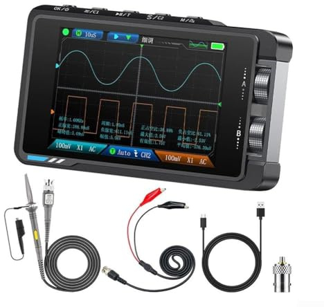 Jotekonoby DS215H Oscilloscope numérique portable 50 m double canal avec générateur de signal 50 K, mesure de haute précision de la tension ± 400 V, stockage de forme d'onde et HD 3,5 (DS215H