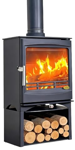 Kaminofen holzofen 10 kW, Thermischer Wirkungsgrad 86%,Holzofen mit Holzfach Nische,Kaminofen Holzofen mit Sichtfenster