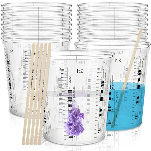 24 Pcs Paint Mixing Cups & 20 Sticks, 2250ml Graduated Measuring Set