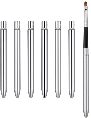 6 Pcs Retractable Lip Brush For Lipstick Retractable Lipstick Brush With Cap Silver Travel Lipsticks Applicator For Women Girls Precise Lip Makeup (Silver)