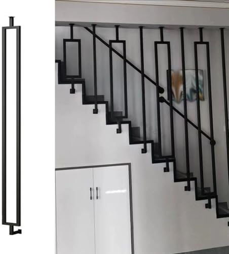 Anpassningsbara trappräcken i järn för nivå- och sluttningstrappa – svart/vita metallspindlar hållbara balustradstolpar för säkerhet och fallförebyggande