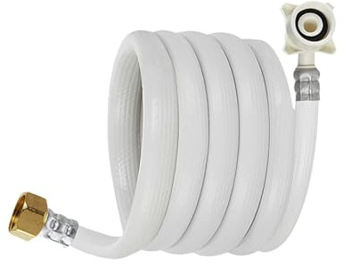 Guangcailun Tuyau d'arrivée d'eau pour lave-linge avec raccord, tuyau d'alimentation pour robinetterie de cuisine, normes inégalées, Blanc, 1.0 m