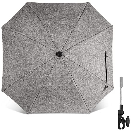Winload Sombrilla Universal Carrito de Bebé, Sombrilla Protección UV 50+, con Abrazadera de Fijación, Soporte para Tubos Redondos y Ovalados para Cochecito y Silla de Paseo Bebé