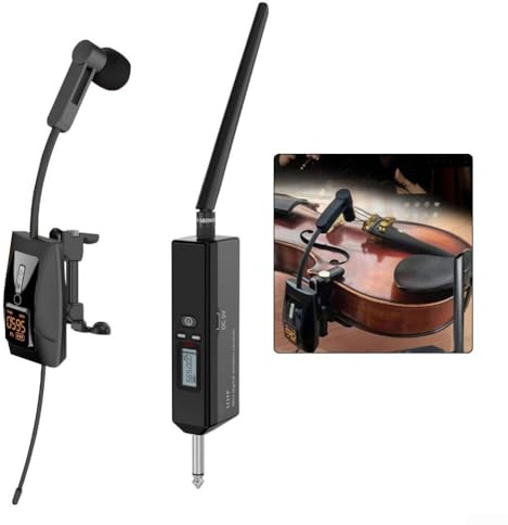 UHF - Microfono per violino senza fili, 30-20 kHz, 610-690 MHz, con trasmettitore e ricevitore, per musicisti e spettacoli dal vivo