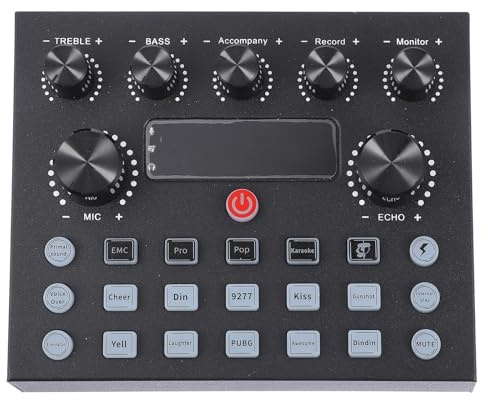 Housoutil Carte Son Double Entrée Effets Lumineux RGB, Modificateur de Voix et Mixeur Audio pour Streaming et Podcast sur Ordinateur et Téléphone, Equipement DJ