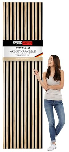 wohnartig 3D Akustikpaneele (Eiche Natur, 1 Stück 240cm x 54cm)
