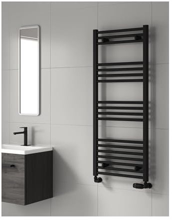 Radiador Toallero Negro 500 x 1200 mm para Calefacción Central, Acero