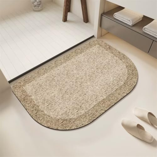 Alfombra de Baño Antideslizante, 100x160cm Alfombrilla Diatomita Baño Súper Absorbente, Alfombrilla Ducha Lavable Stone Bath Mat, Alfombra Piedras para Ducha, Cocina, Bañera y Baños, WC Taupe 6-1155