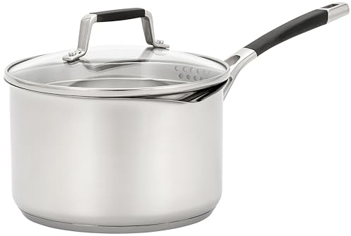 Stellar Induktionspfanne mit Deckel, 20 cm Stielkasserolle und Abtropfpfannendeckel, 2,75 l Edelstahl-Kochtopf, ofenfestes Kochgeschirr
