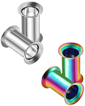 BanaVega 4 x öronproppar i anodiserat stål dubbel utsvängd öronpropp öronproppar kött lob smycken gauge se fler storlekar rostfritt stål