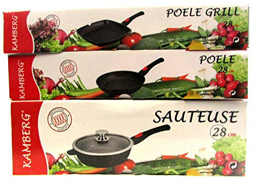 KAMBERG® Pfanne, Schmorpfanne und Grill, 28 cm, ohne PFOA