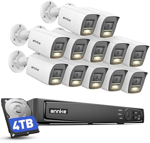 16CH 4K Kit Videosorveglianza IP PoE, ANNKE 4K NVR Onvif con 12pcs telecamere di sorveglianza IP 8MP con 3TB HDD, custodia in metallo per externi visione notturna EXIR per la sicurezza della casa