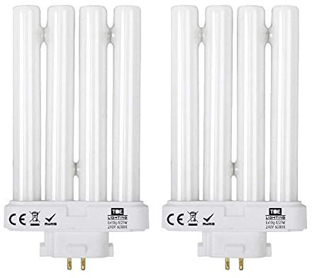 TBE LIGHTING Confezione da 2 lampadine a risparmio energetico da 27 W PLS per lampade da lettura ad alta visione GX10Q-4 Quad Tube a 4 pin