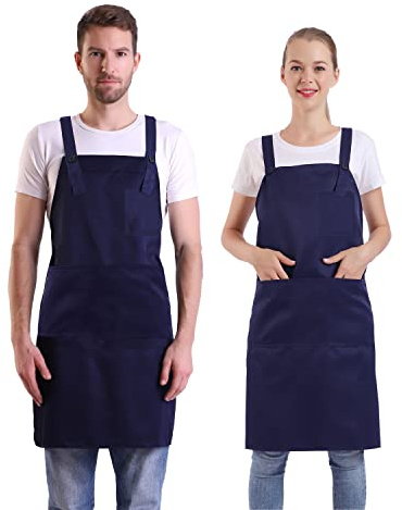 BIGHAS H-Stil Schürze mit Tasche für Damen und Herren, verstellbar, große Größe, bequem, Küche, Zuhause, Kochen, 12 Farben