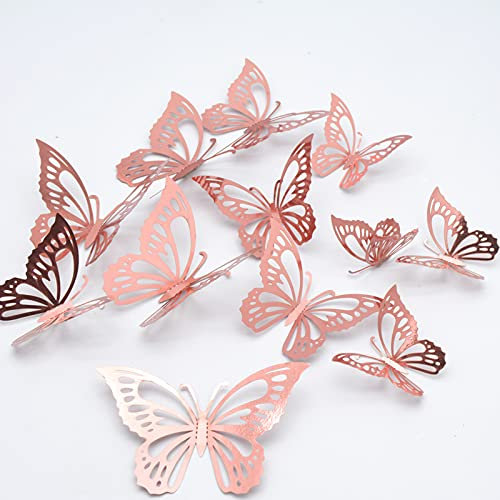 24 pcs Mariposas Decorativas 3D, CAYUDEN Extraíbles 3 Tamaños Decorativos de Pared Decoraciones Paredes Pegatinas pared Decorativas 3D para Fiesta Boda Dormitorio Jardin Niños Decoración