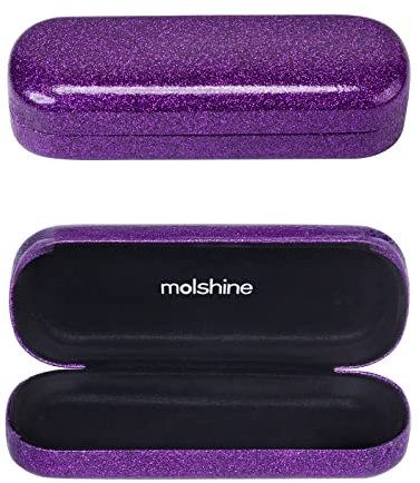 molshine Hartschalen PU Leder Brillenetui,tragbares helles Brillenetui für Männer Frauen Mädchen Reise Studie Arbeit Travel (Lila)