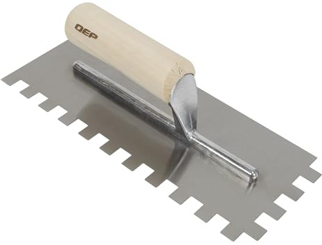 QEP 1/2 x 1/2 x 1/2 Square Notch Carbon Steel Trowel w/Wood Handle