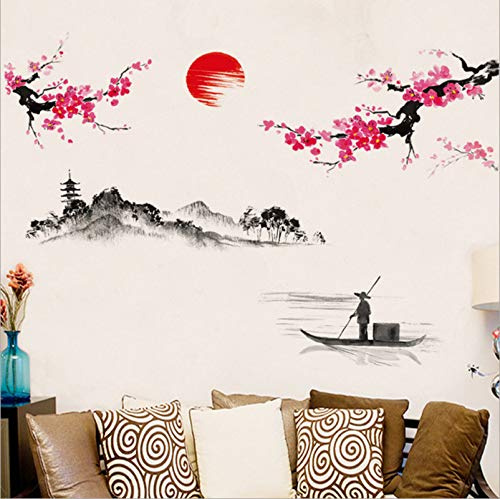 Bontannd Décoration D'autocollant Mural De La Fleur De Cerisier Japonais De Style Chinois