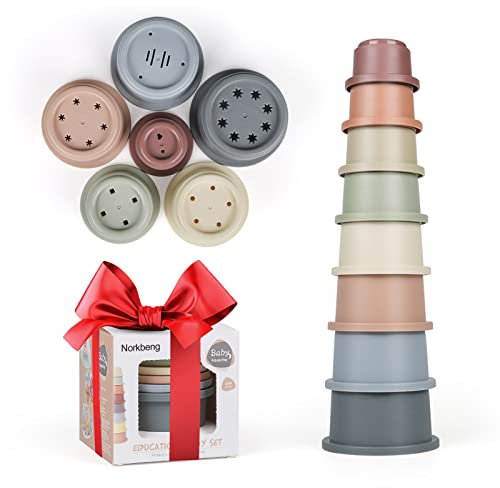 Stapelbecher Stapelturm Baby, 8 Stück Stapelbecher, Stapelspielzeug Badespielzeug Baby Kinder ab 1 Jahr, Sicher Lernspielzeug, Stacking Cups Geschenk ab 6 Monate Junge Mädchen