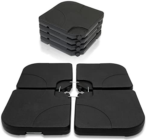 Randaco Lot de 4 pieds de parasol pour quad avec 60 litres d'eau ou 80 kg de sable - Pour parasol déporté avec croix de fond - Noir