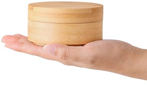 VViN Aschenbecher mit Deckel, Aschenbecher für Draussen, Aschenbecher Outdoor Windaschenbecher Geschlossener, Aschenbecher Edelstahl Bambus Retro Design Geruchsdicht für Home Office Balkon - Klein