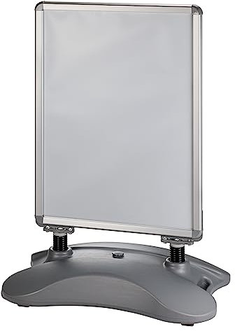 DEMA Plakatständer Oskar DIN A1 - Kundenstopper, beidseitige Werbung, Aluminiumrahmen, mit Wasser- oder Sandfüllung, leicht versetzbar, wetterfest für Innen- und Außenwerbung