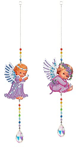2Pcs Diamond Painting Sonnenfänger DIY Diamant Malerei Gartendeko Anhänger Lucky Windspiele Garten Deko Geschenk (14)