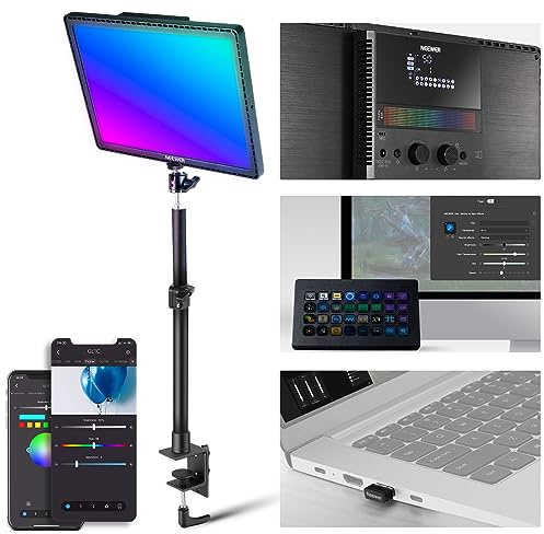 NEEWER GL1C RGB 15.5 Key Light, 48W Edge Lit Soft LED Video Panel Streaming Gaming Lighting with 2.4G PC/Mac iOS/Android APP/WiFi/Stream Deck Control, Touch Bar, 2900K-7000K, Music Sync, 18 Scenes