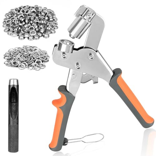 Pinza professionale per occhielli con 400 occhielli (diametro 10 mm), kit di attrezzi per occhielli, punzonatura magnetica in acciaio al carbonio, pressa per occhielli magnetica, set di pinze per